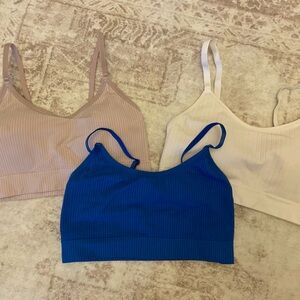 Ribbed Cropped Brami Top - Royal Blue & Neutral Set